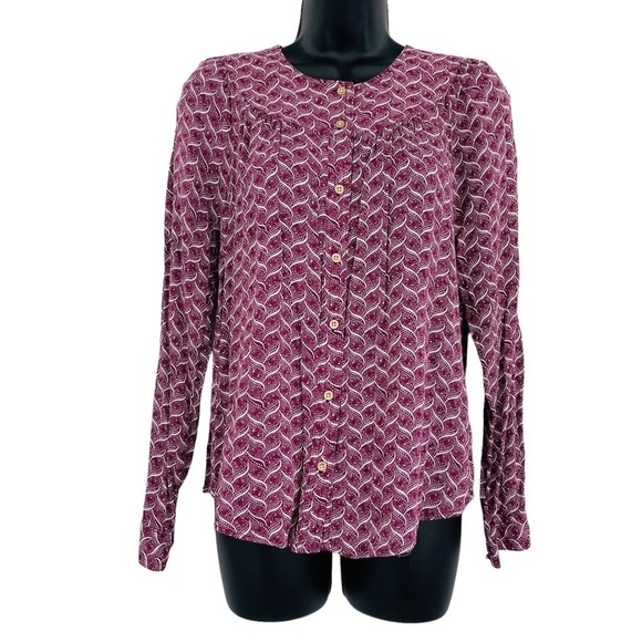 Maeve Anthropologie orli bib top pattern print button front women's size XS - Picture 1 of 9